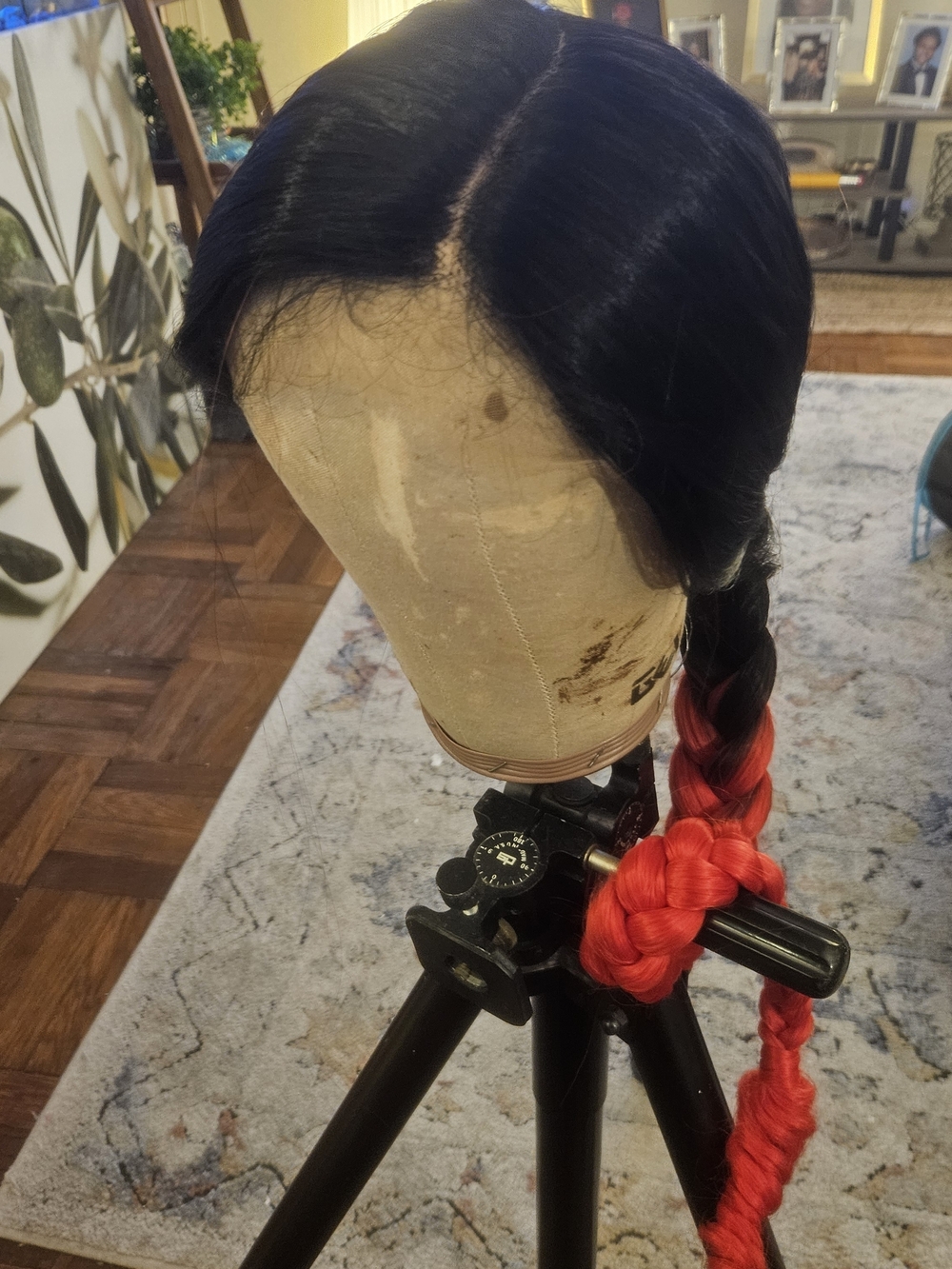 Black to Red Braided Ombre Synthetic Wig - Women Hair